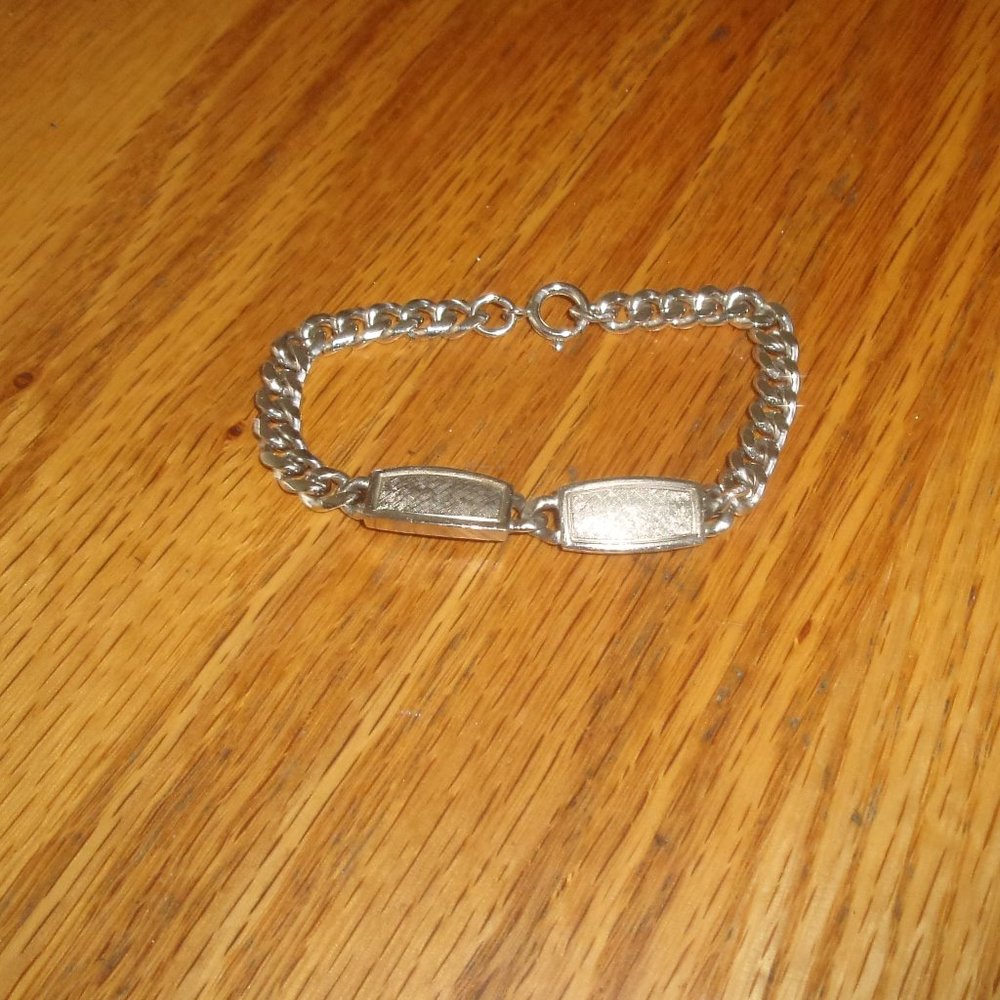 Bracelet silver tone double identification ID